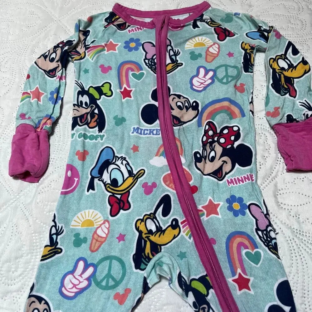 Little Sleepies Disney Mickey’s Clubhouse Zippy PJs Size 6-12m